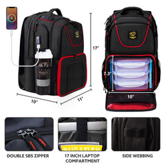 519 Fitness Meal Prep Backpack laptop compartment holds a 17-inch laptop for on-the-go work