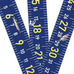 Blue 51 inch fish measuring tape sticker applied to boat