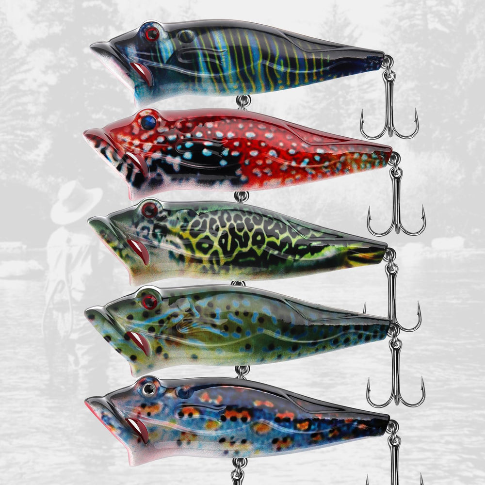 Five-pack 3D bionic fishing lures – front view