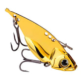 Gold boxed five-pack metal blade baits - front view