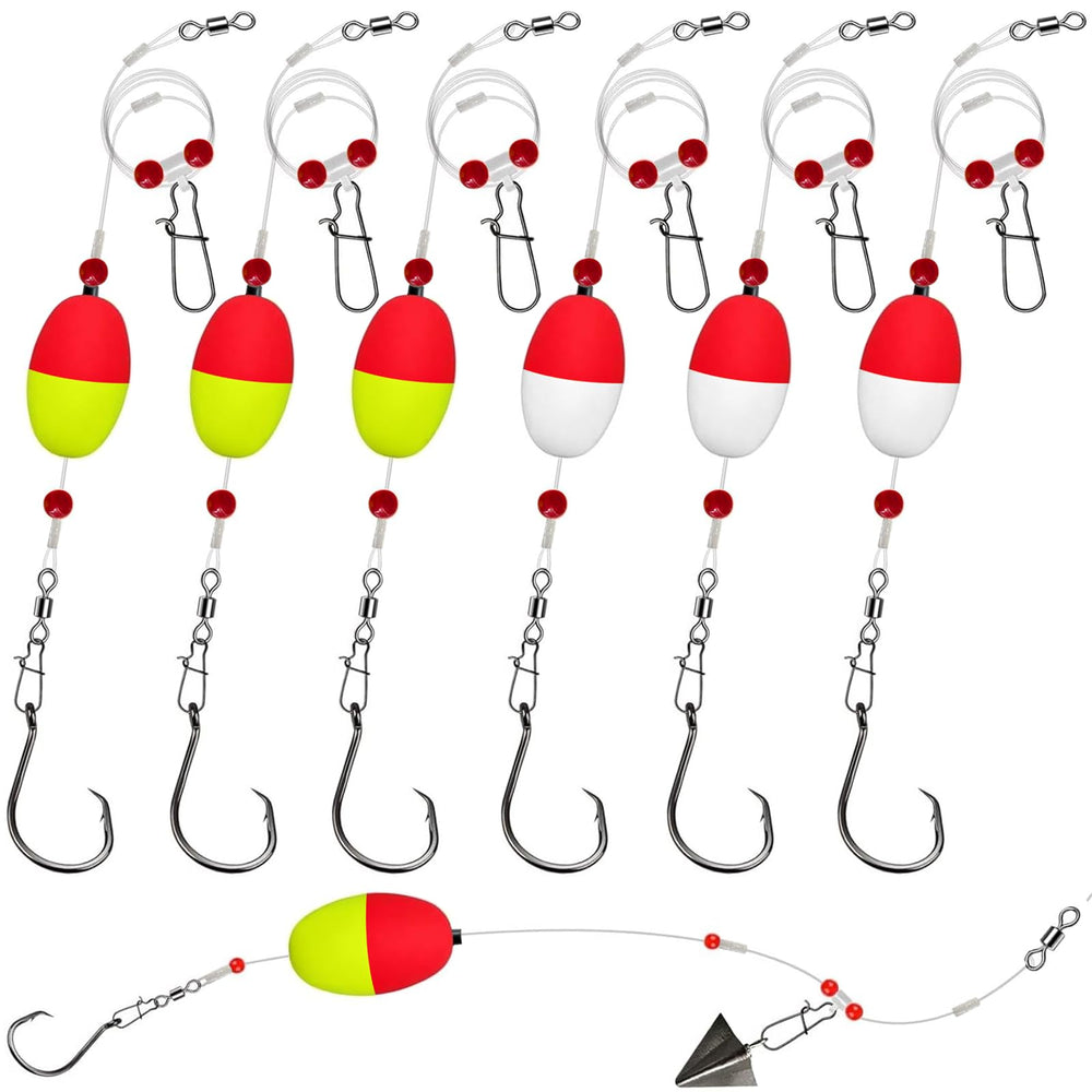 Six-pack Pompano Rigs for Surf Fishing with Fish Finder Rig and Float