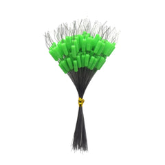 Green oval rubber float stops in sizes L, M, S