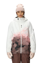 686 Women's GLCR Hydra Insulated Jacket Peppercorn Cloudbreak front view shows weather-ready warmth and sleek fit.
