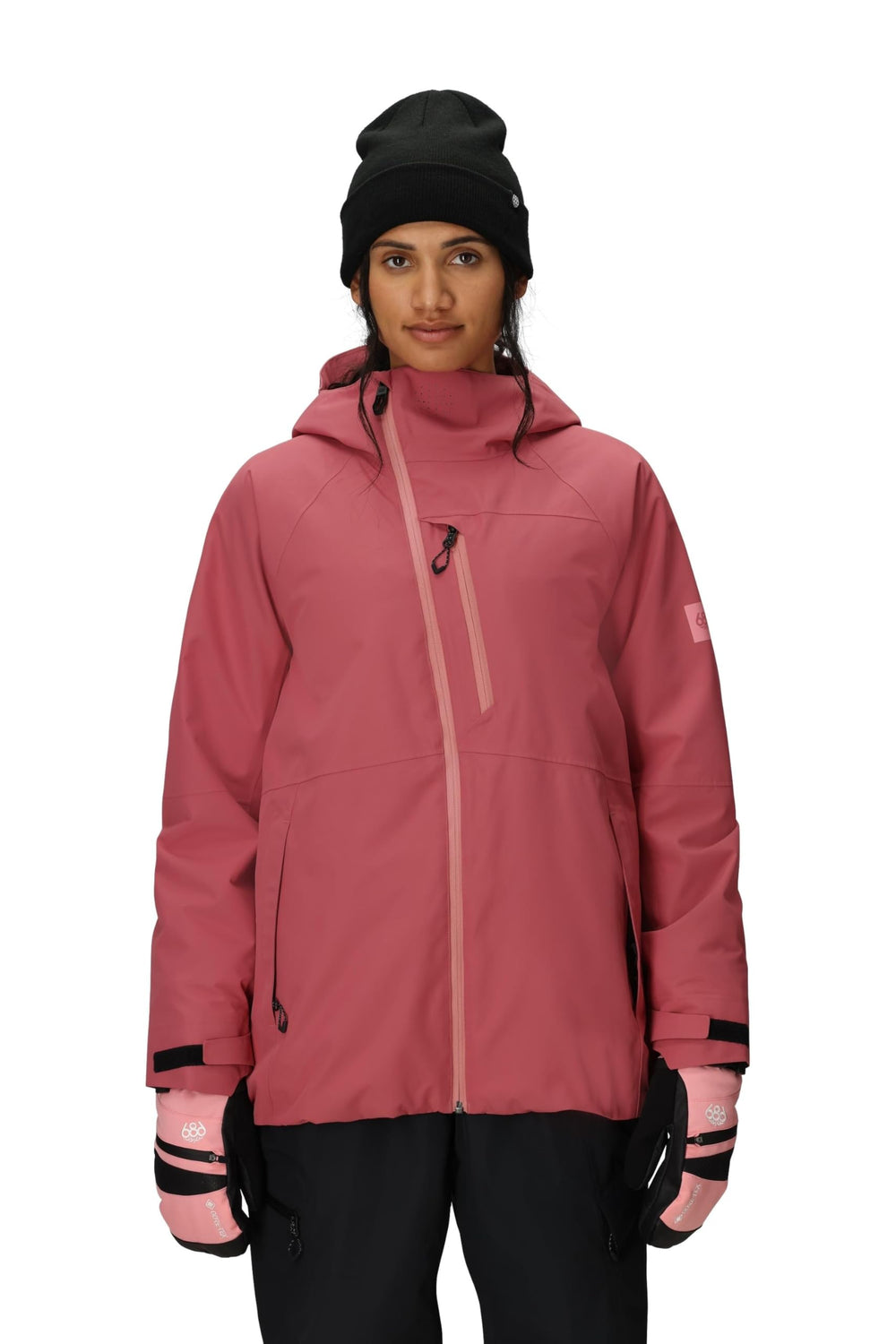 686 GLCR Hydra insulated jacket front view in Rosewood offering versatile warmth