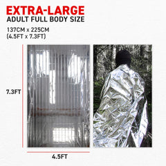 72 HRS MIL-SPEC blanket expanded to cover 54x88 inches for outdoor protection