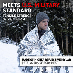 72 HRS survival foil blanket used during a hike to add warmth and shelter