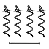 7Penn spiral ground anchor 8-inch embedded in soil for secure outdoor setups.
