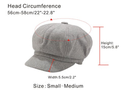 8-panel baker boy cap style for women in light gray
