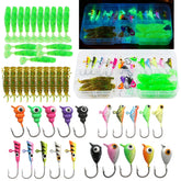 Front view of 9KM DWLIFE 45-piece ice fishing kit in a tackle box