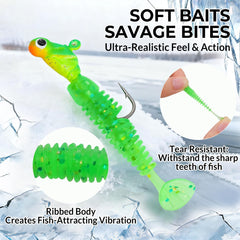 Lifelike soft baits included in the 9KM DWLIFE ice fishing kit