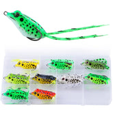 9PCS Frog Lure Kit - topwater frog lure with realistic 3D eyes