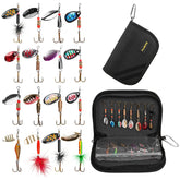 PLUSINNO 16pc spinner lures assortment with bright colors