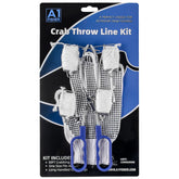 A1FISHER crabbing kit laid out with four 30' throw lines, tongs, and glove