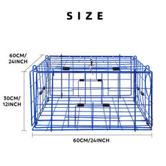 Close-up of vinyl-coated steel wire frame on crab trap pot