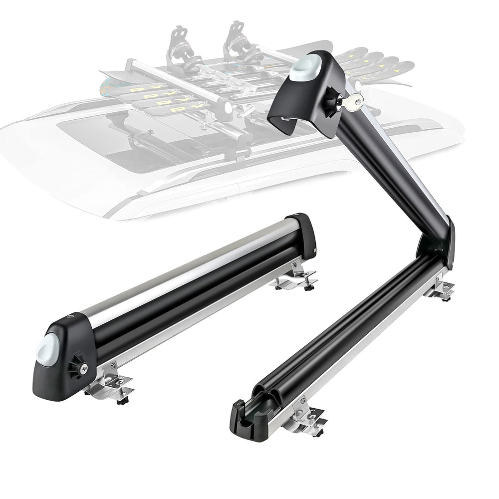 AA Products Inc. 33-inch aluminum ski roof rack with secure cross-bar compatibility for enhanced roof storage.
