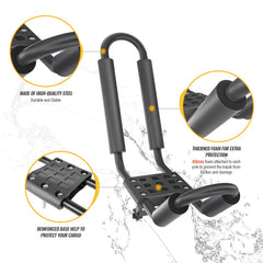 Steel frame with adjustable padding protects gear during transit