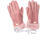 Abaodam heated gloves for both genders in leather and coral fleece warmth