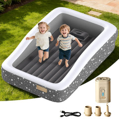 Abdtech inflatable toddler bed built-in pump gray for quick setup and convenience.
