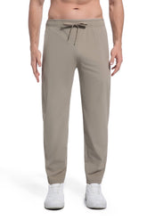 abletree travel pants front view khaki for all-day comfort and versatile wear.