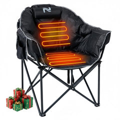 ABORON oversized heated camping chair with side pocket for quick-access essentials.