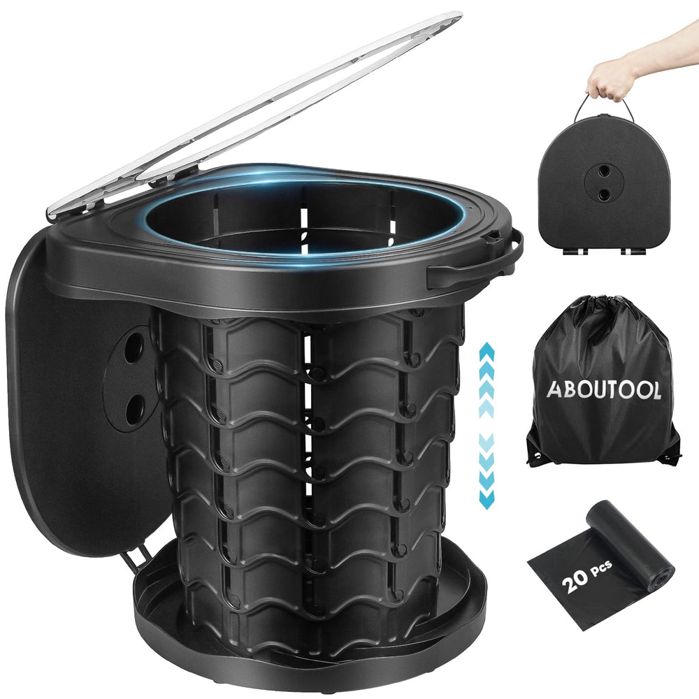 Aboutool portable toilet with adjustable height for customized comfort on outdoor trips.