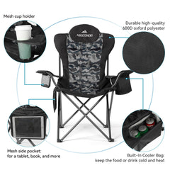 ABSCONDO camping chair fold-and-storage demonstrates quick setup and compact carry.