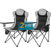 Abscondo camping chair with cup holder for easy drinks around a campfire.