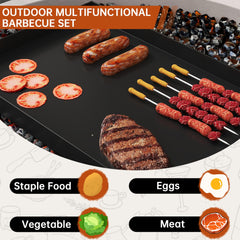 ABSCONDO diamond-shaped grill and baking tray enable adjustable height cooking.
