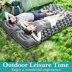 ABTOHE double sleeping pad built-in foot pump inflates quickly for camping.