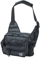 Abu Garcia One Shoulder Bag coated black exterior with waterproof coating for outdoor use