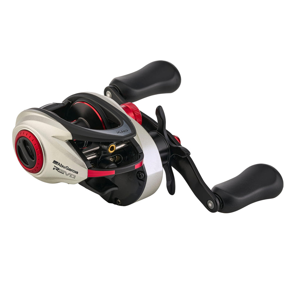 Abu Garcia Revo STX low profile reel side view showing ergonomic grip and balance.