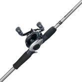 Abu Garcia Max X baitcast reel close-up showing sleek profile and smooth line control.