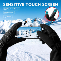 ABXMAS heated gloves on a skier demonstrate full-hand warmth during ride