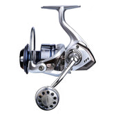 Accuretta saltwater spinning reel front dial—precise adjustments for smoother retrieves in rough seas.