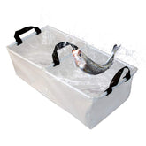 AceCamp double basin 20L opened for campsite dishwashing.