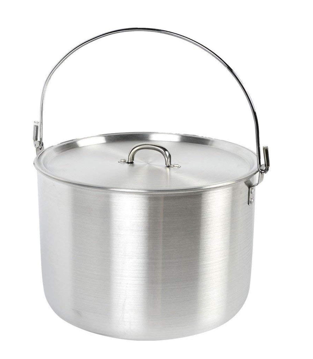 AceCamp Tribal Pot in 8L setup, durable aluminum for campfire cooking.