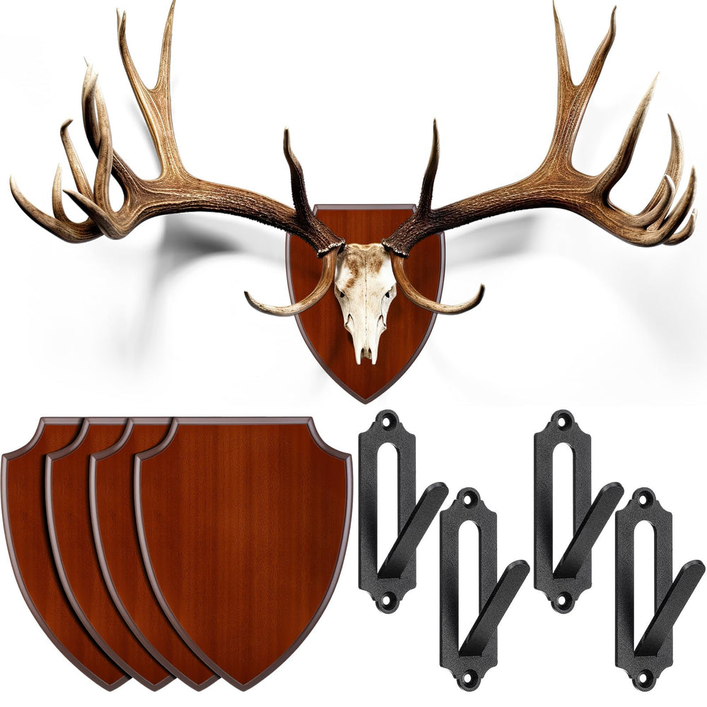 AceOrbit deer mount plaque with walnut base ideal for wall display.