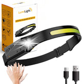 Achuhe Lumilight headlamp with 230° wide beam for broad outdoor illumination.