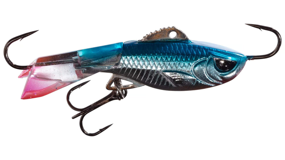 Acme HR5/BS hyper-rattle blue-silver front view boosts lure visibility for clearer target acquisition.