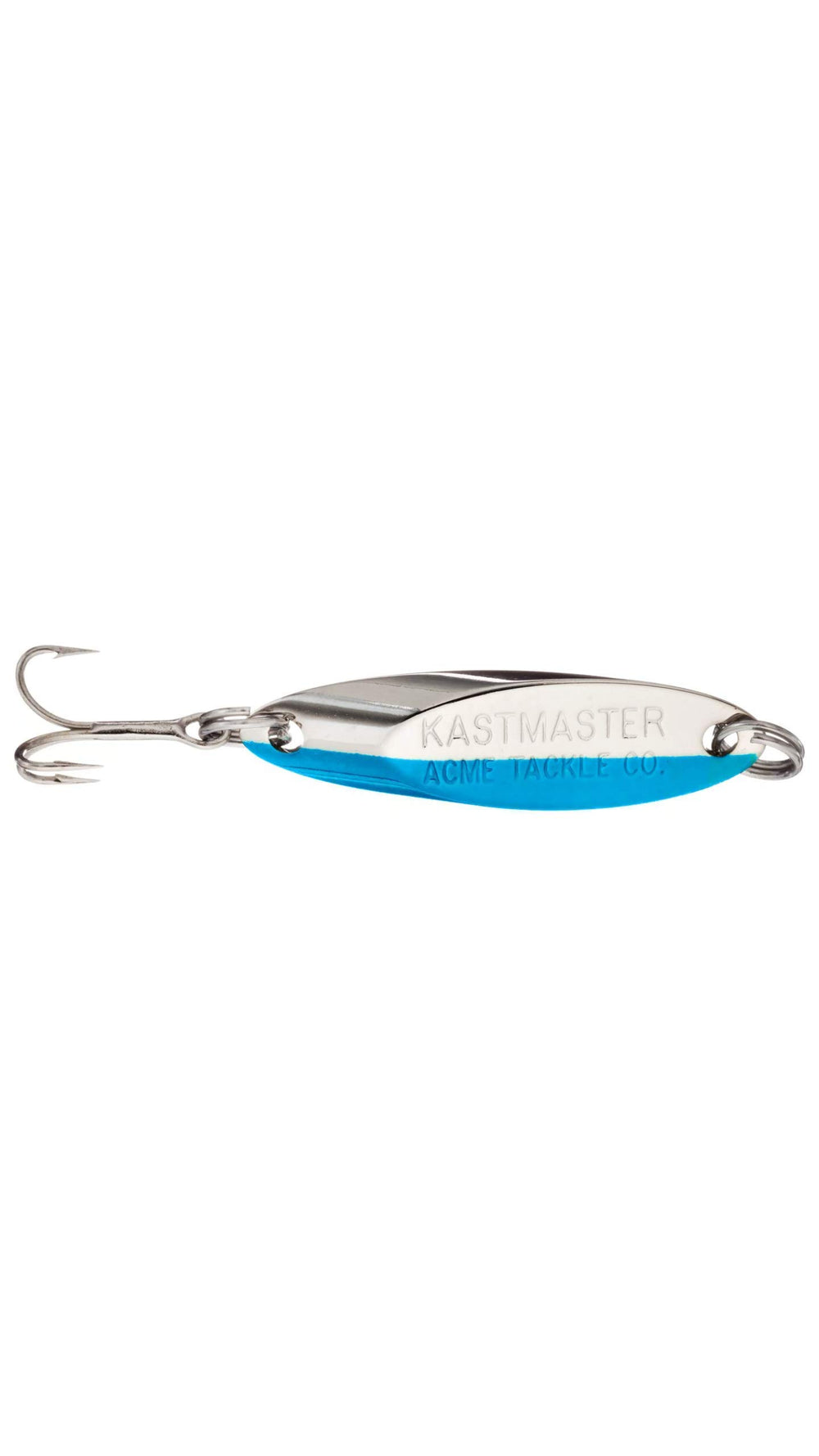 Acme Kastmaster chrome neon blue lure for long casts and trout pursuit.