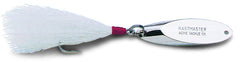 Acme Kastmaster lure with bucktail teaser in chrome finish for versatile saltwater casting and catching game fish