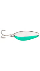 Acme Little Cleo 1/4oz nickel green chartreuse stripe, front view, versatile for many species.