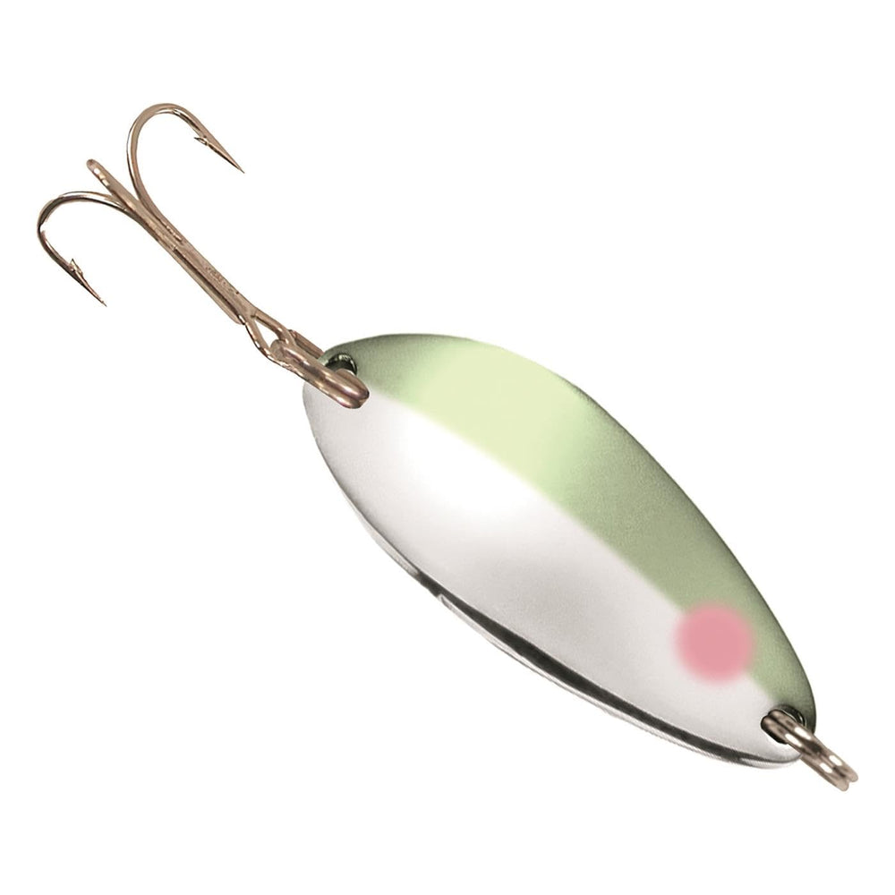 Acme Little Cleo spoon lure, 2-3oz, seductively wiggling to attract steelhead