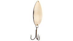 Acme C180-G Little CleoSpoon gold, front view, mimics baitfish to trigger strikes.