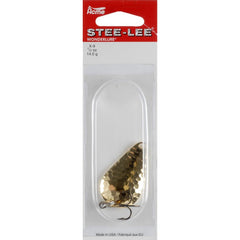 Acme Stee-Lee Spoon in hammered brass demonstrates a wobbling action for steelhead and salmon.