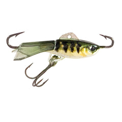 Acme Tackle Ice Hyper-Rattle Jig Glow Perch 1-inch with glow UV finish for perch and walleye.