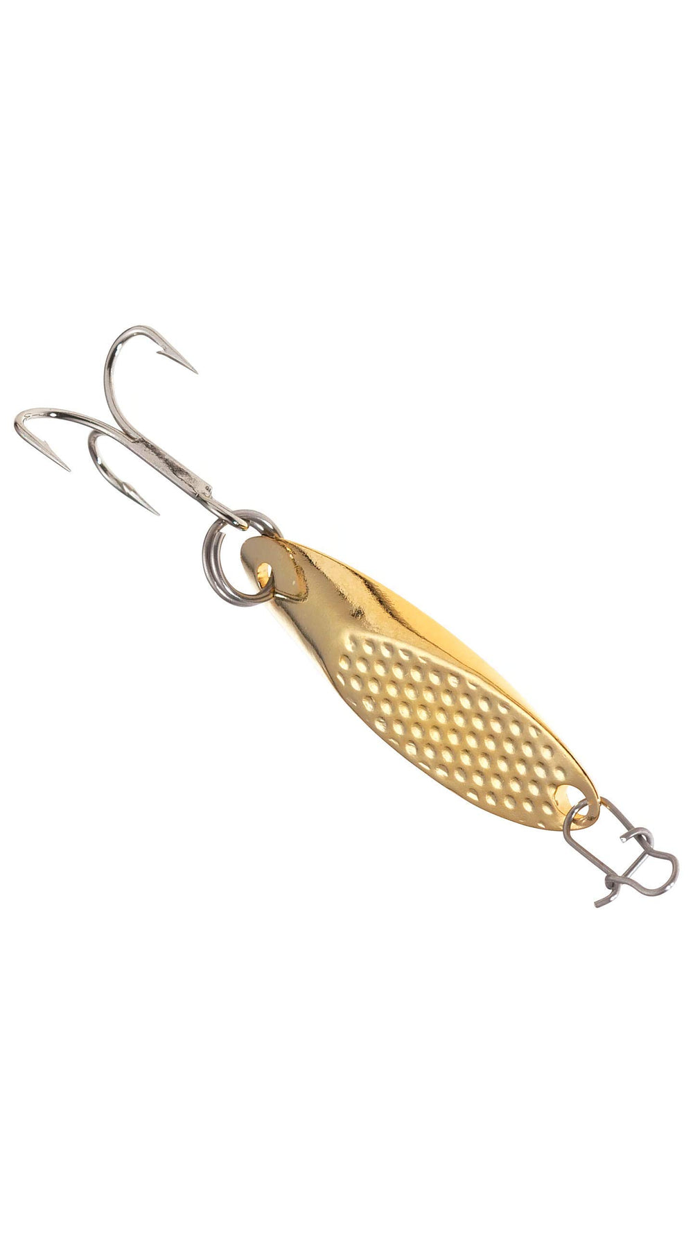 Acme SW225H/G Hammered Kastmaster Gold front view showing reflective finish for long casts