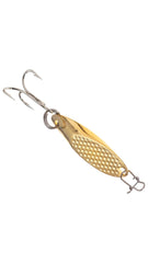 Acme SW225H/G Hammered Kastmaster Gold front view showing reflective finish for long casts