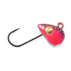 Acme 3TS-DS Tungsten Sling Blade ice jig, in action, enables aggressive bites with tail-whipping action.