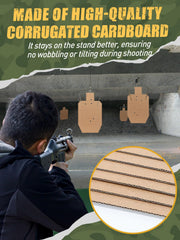 Acostop shooting targets with perforations and labeling enable easy scoring during practice